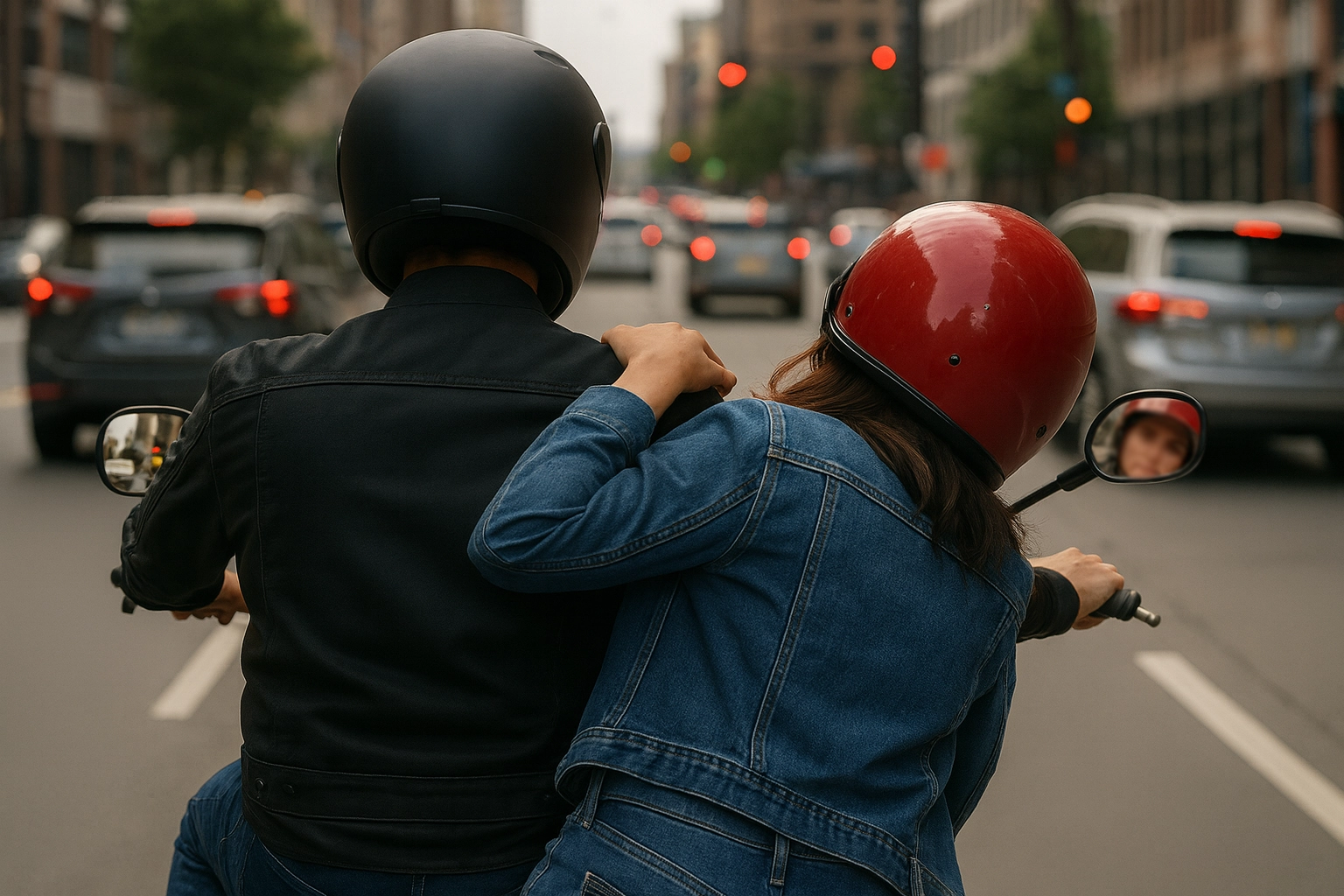 Symbolic image of VTL § 1251(d): passenger or load interfering with a motorcycle operator’s view or control